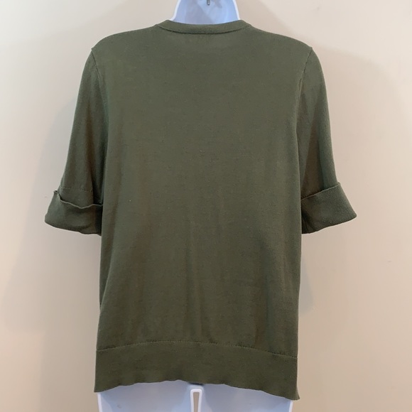 LOFT Rolled Cuff Short Sleeve Button Up Sweater - Picture 5 of 6